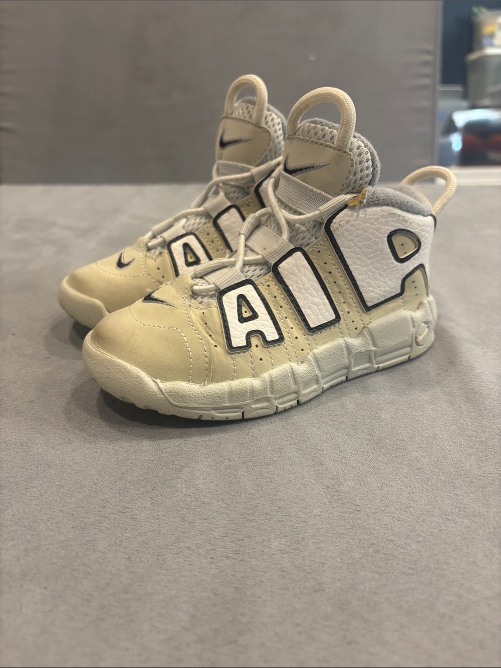 Nike Kids Beige and White 'AIR' High-Top Sneakers